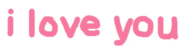 the word i love you is written in pink letters on a white background