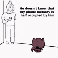 a cartoon of a man standing next to a wall holding a cell phone .