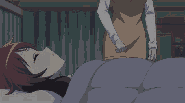 a couple of anime girls kissing with the words good night tofu below them