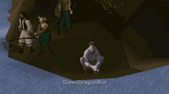 a screenshot of a video game with the words greendragonbot at the top