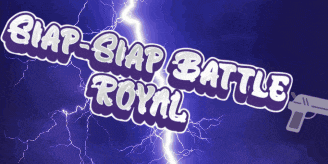 a purple background with lightning and the words biap-siap battle royal on it