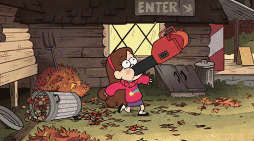 mabel from gravity falls is holding a blower in her mouth