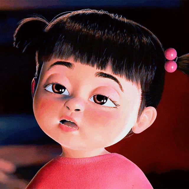 a cartoon girl with pigtails and a pink shirt