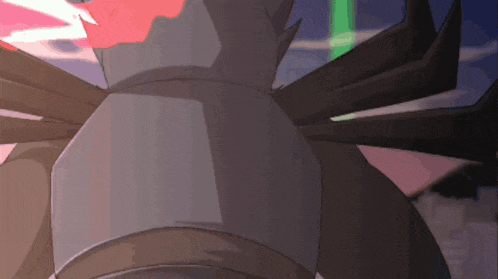 a close up of a cartoon character 's back with a green light behind him