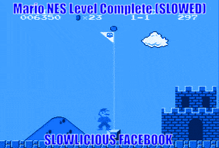 a screenshot of a video game called mario nes level complete slowed