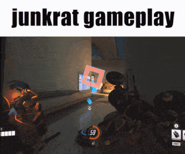 a screenshot of a video game with the words junkrat gameplay
