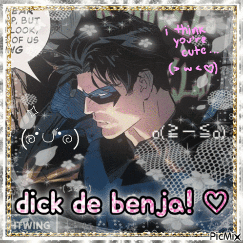 a picture of a man with the words " dick de benja " on it