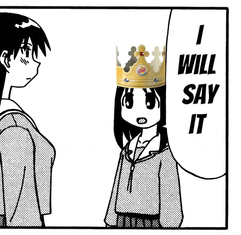 a cartoon of a girl wearing a burger king crown