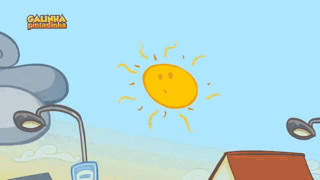 a cartoon drawing of a cloudy sky with the words galinha pintadinha above it