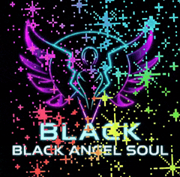 a colorful logo for black angel soul with a skull and wings