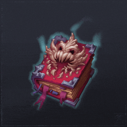 an illustration of a book with a monster face on the cover