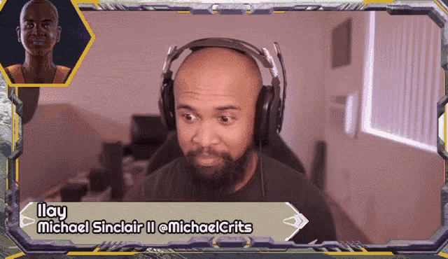 a man wearing headphones with the name illay on the bottom right
