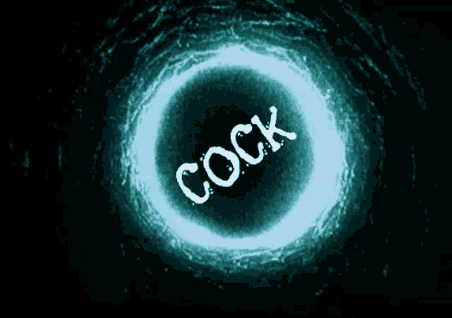 the word cock is written in a blue circle on a black background
