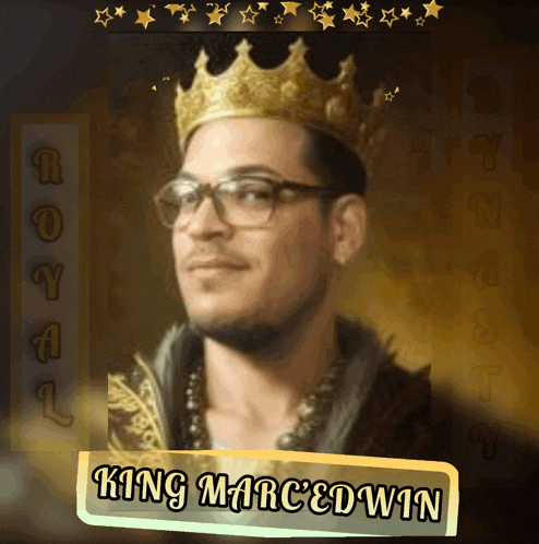 a picture of a man wearing a crown with the name king marcedwin