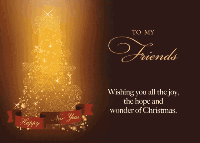 a christmas tree with the words merry xmas and happy new year written on it