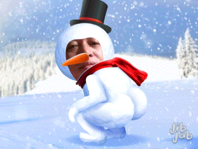 a man dressed as a snowman with a top hat and scarf