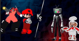 two cartoon characters are standing next to each other with the words vs on the bottom right