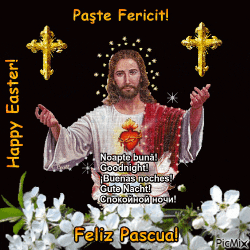 a picture of jesus with the words happy easter written on it