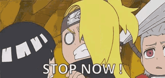 a group of cartoon characters are standing next to each other and one of them is screaming .