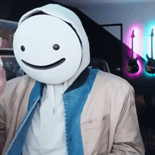 a person wearing a mask with a smile on it