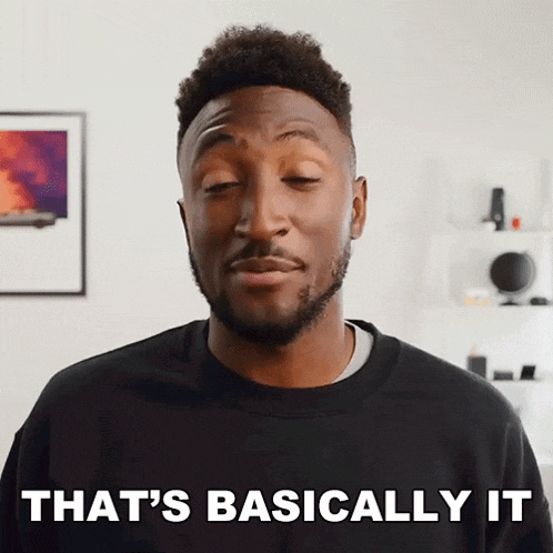 a man says that 's basically it in front of a television