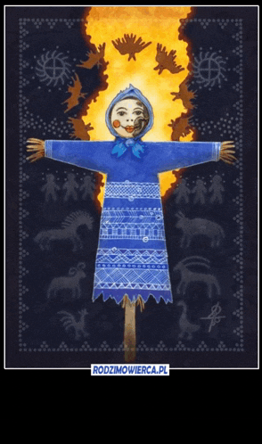 a painting of a scarecrow with the website rodzimowierca.pl written below it