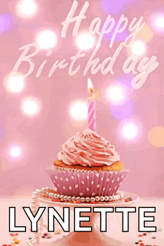 a birthday card with a cupcake and the name lynette on it