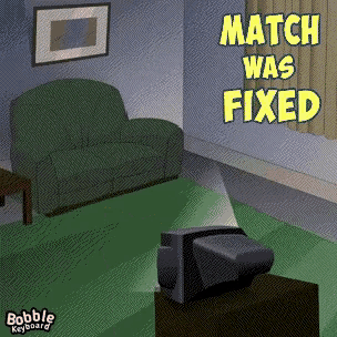 a cartoon illustration of a living room with the words match was fixed
