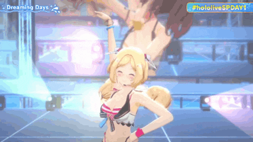 a girl in a bikini is dancing on a stage in a video game