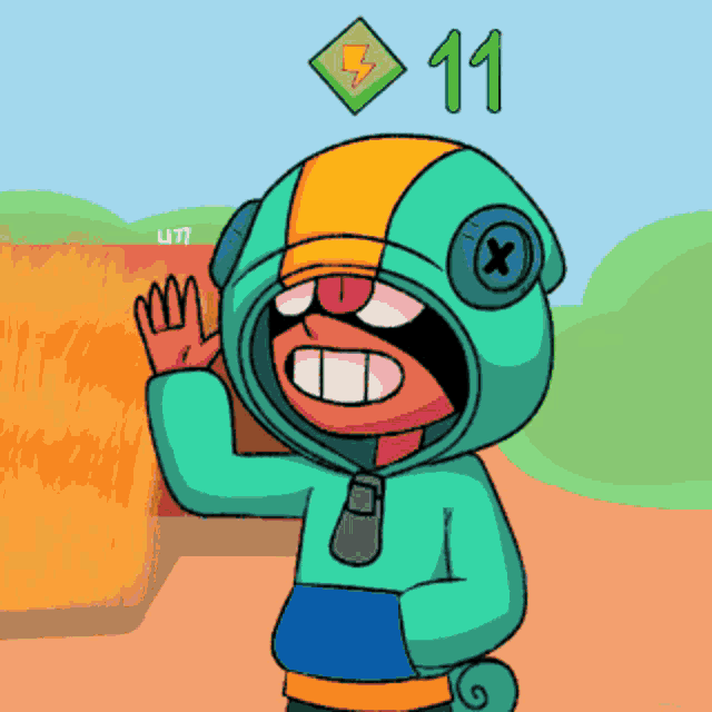 a cartoon character with the number 11 on the top