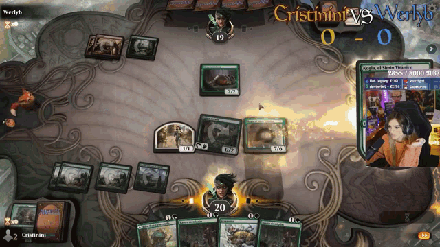 a computer screen shows a game being played between cristimini and weryby