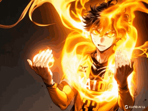a drawing of a boy with a yellow shirt that says kaido