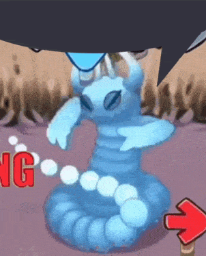a cartoon worm with a speech bubble that says ' ing '