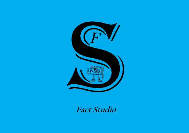 a blue background with the letter s and the word fact studio