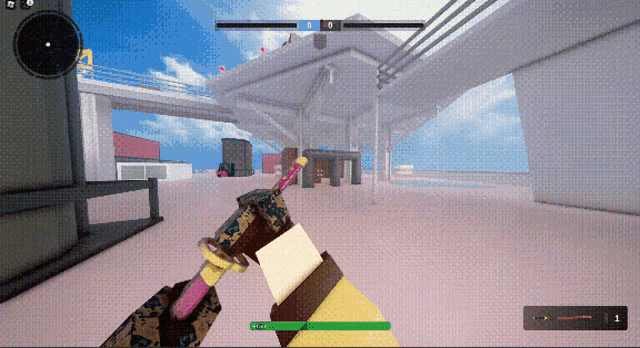 a screenshot of a video game shows a person holding a gun