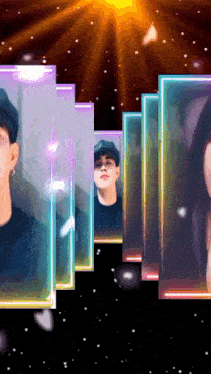 a man and a woman are displayed in a row of frames