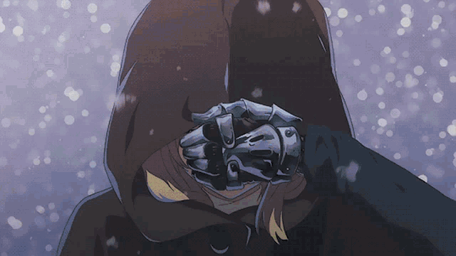 a drawing of a person with a hood on