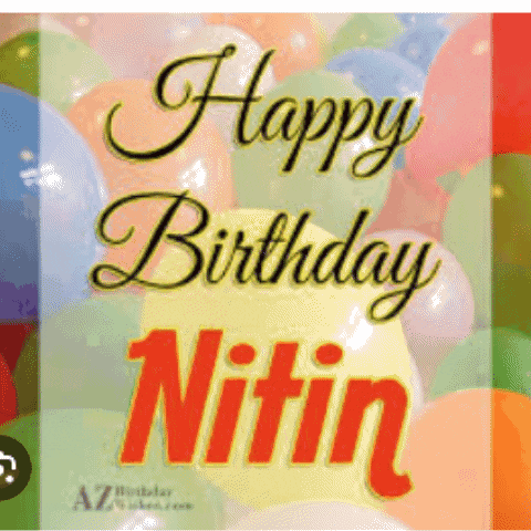 a picture of balloons with the words happy birthday nitin