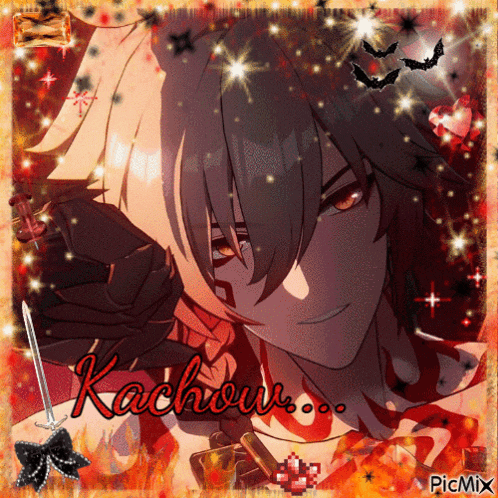 a picture of a man with the name kachou written on it