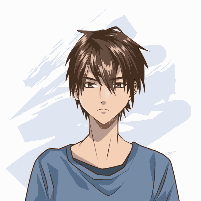 a cartoon drawing of a young man with brown hair