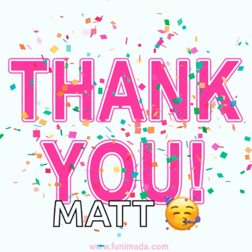 a pink thank you matt greeting card with confetti