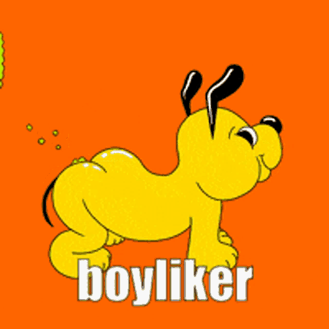 a cartoon dog with the words boyliker written on it