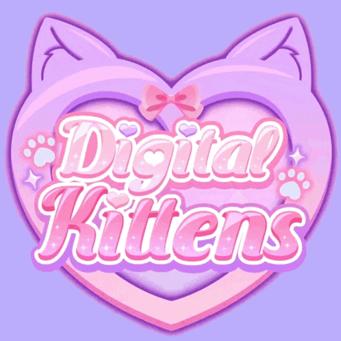 a pink heart with the words digital kittens written inside of it