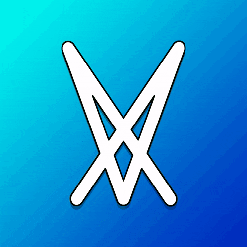 a white x on a blue background that looks like scissors