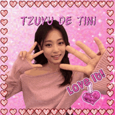 a picture of a girl with the name tzuyu de tini written on it