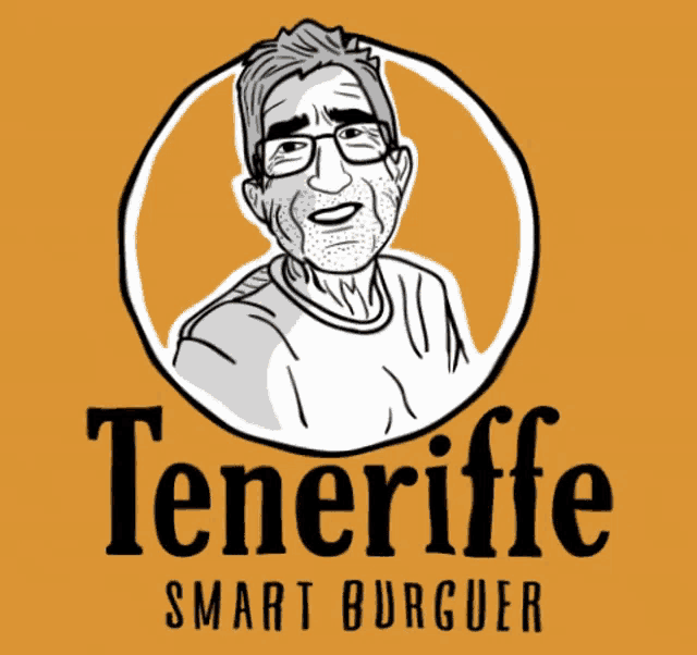 a logo for tenerife smart burguer with a cartoon man