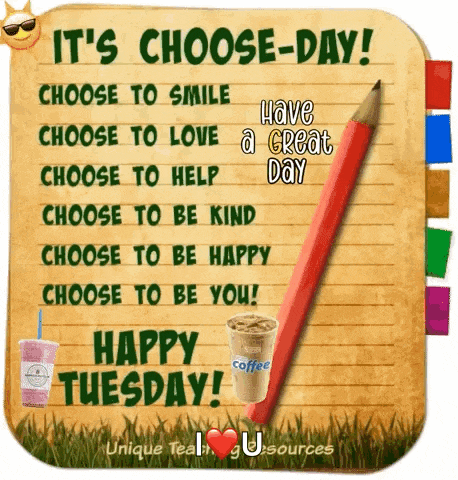 a card that says it 's choose-day choose to smile choose to love choose to help choose to be kind