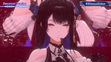 a video game character with the name sweetest scarlet on the top