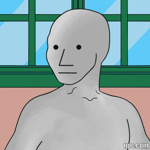 a cartoon drawing of a man with the website npc.com underneath it