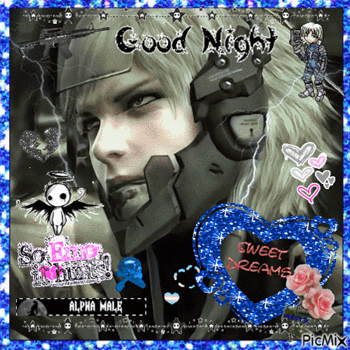 a picture of a man in a helmet with the words good night sweet dreams on it